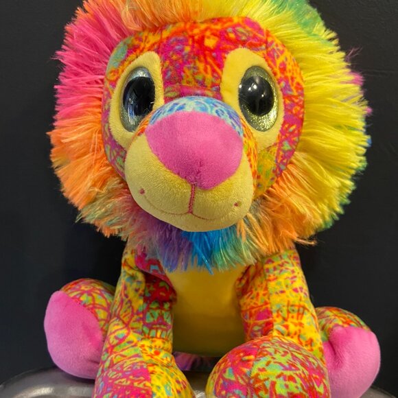Fiesta plush rainbow Lion plush 10.5”H Glitter Golden Eyes RED1 - Picture 1 of 6